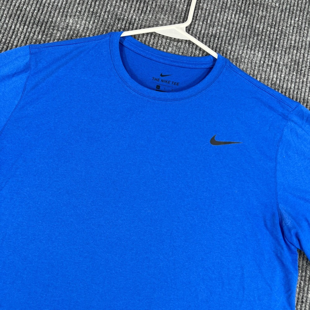 Nike Shirt Mens Large Blue Short Sleeve Dri Fit Active Casual Training Gym